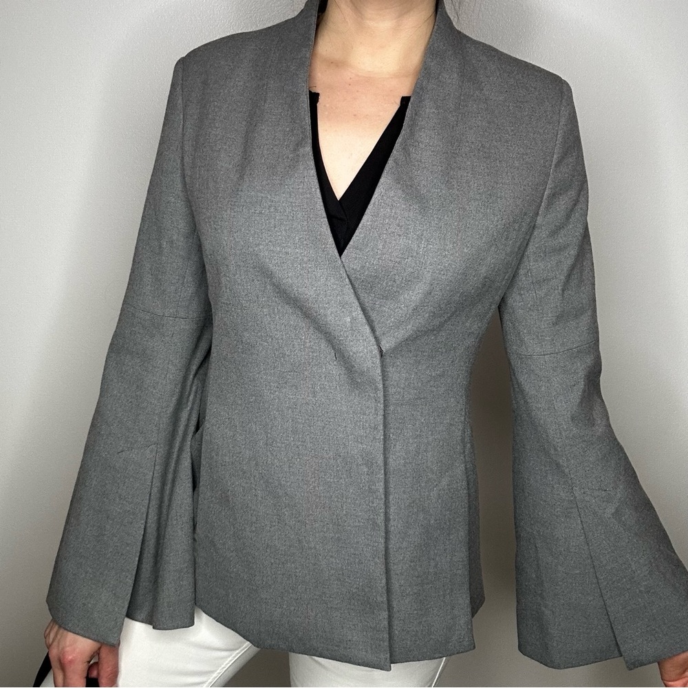 Banana Republic Grey Bell Sleeve Button Front Blazer 6